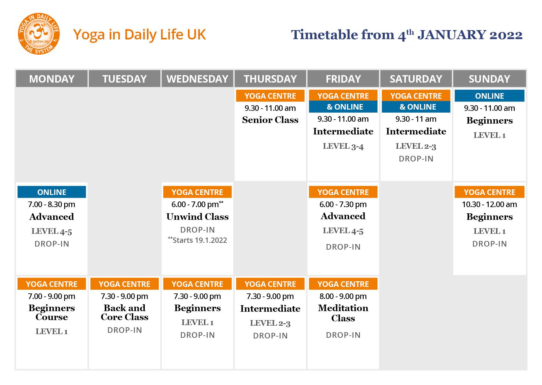 2020 Timetable Facebook